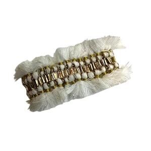 Macy’s White & Gold Bracelet w/ Fringe Accents, NWT!